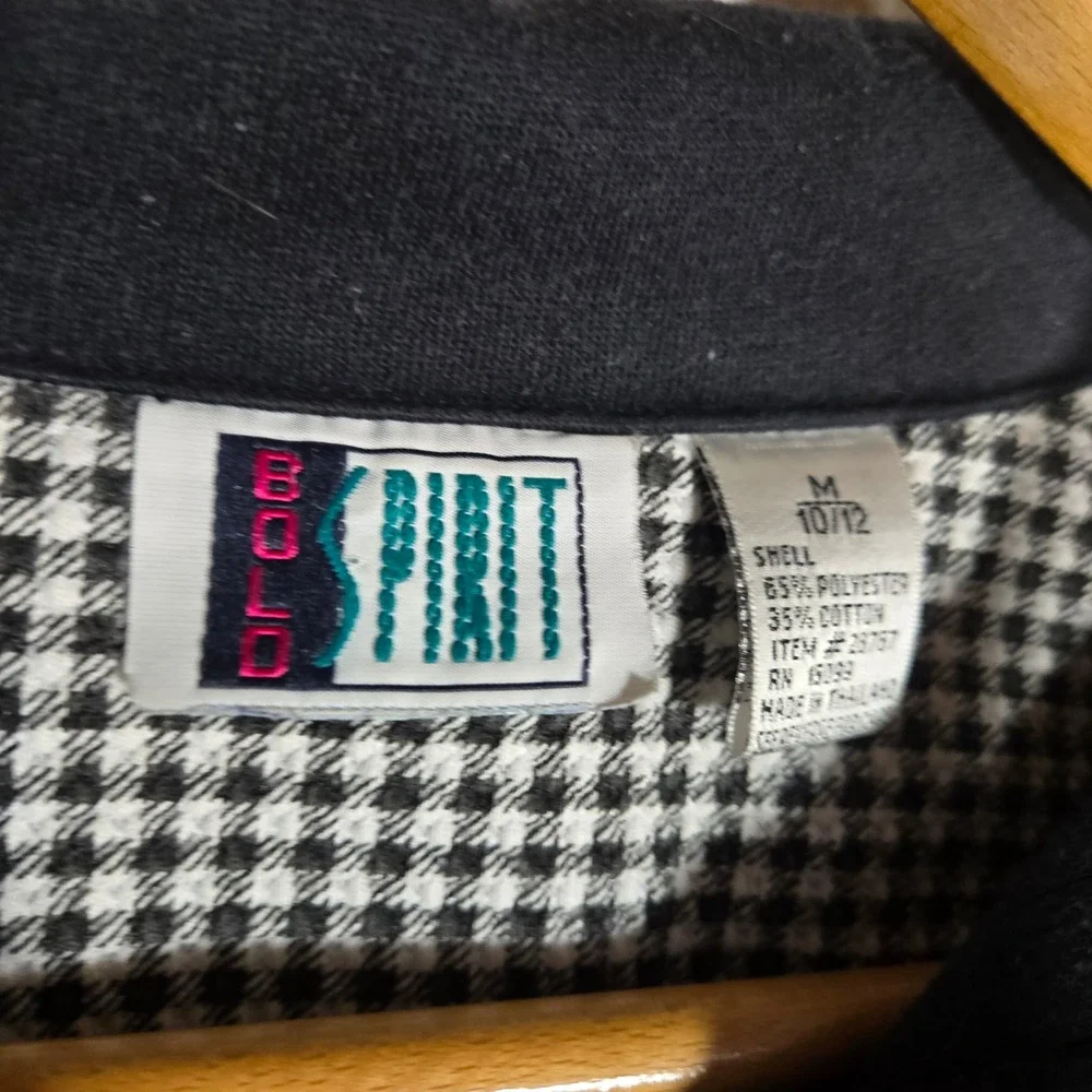 Vtg 90s 1/4 Zip Peter Pan Collar Gingham Granny Cottage Sweatshirt Medium‎ 10 12